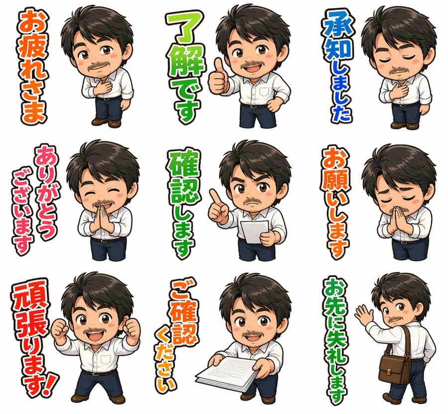 Set 40 stiker LINE AI hasil Stampo