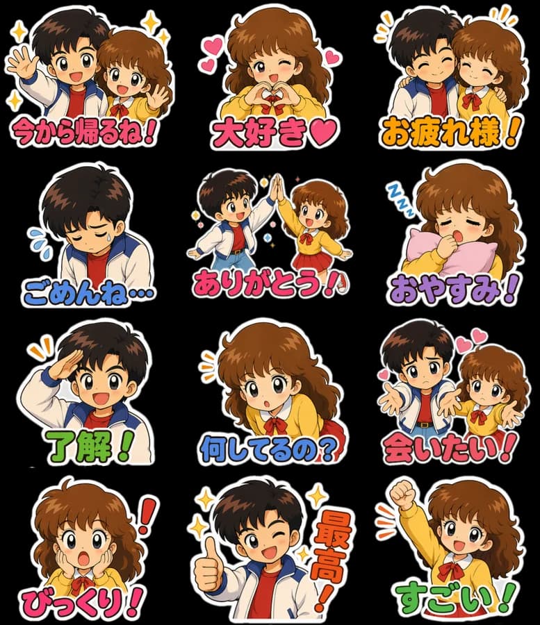 Set 40 stiker LINE AI hasil Stampo