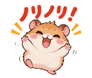 Stiker animasi hamster melompat gembira
