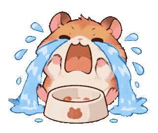 Stiker animasi hamster menangis